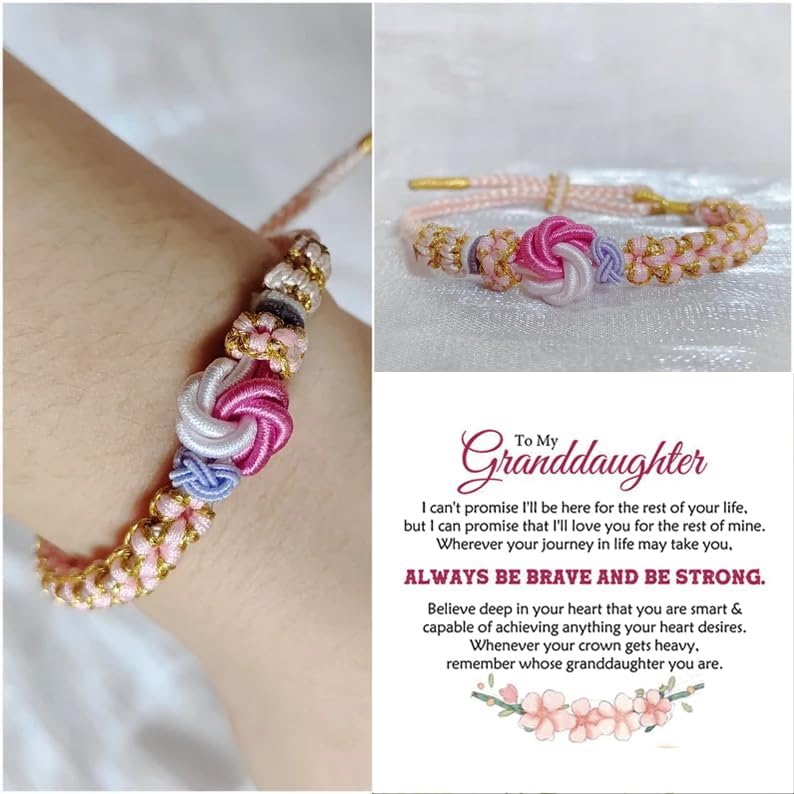 DivaGlamz To My Granddaughter-Infinity Forever Love Heart Bracelet, Natural Emperor Stone Double Layer Purple Beaded Woven Wrap Bracelets Adjustable Mind Peace Gift Jewelry - Image 2